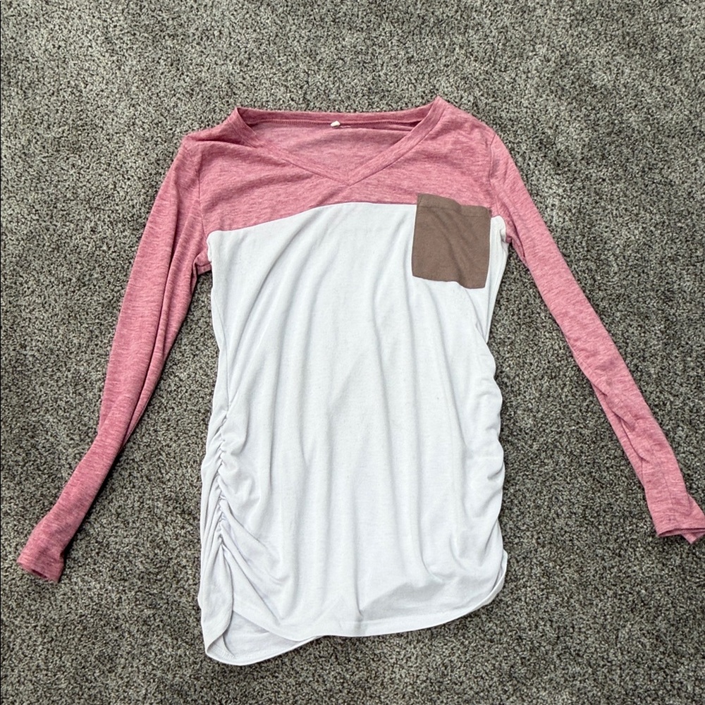 Elegant Pink and White Long Sleeve Top